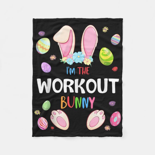 Ich bin das Workout Bunny Osterparty passende Fami Fleecedecke (Vorderseite)