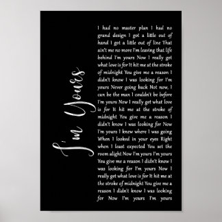 Ich bin deine Black Script Song Lyric Wall Art Pri Poster