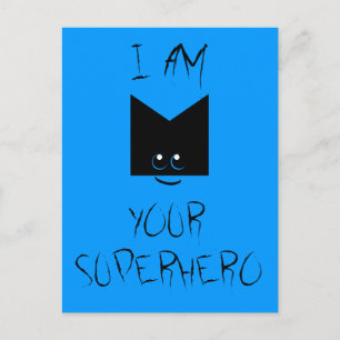 Ich bin deine Superhero Pop Art Postcard (blau) Postkarte