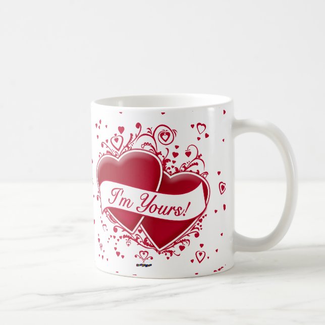 Ich bin deiner! Rote Herzen Kaffeetasse (Rechts)