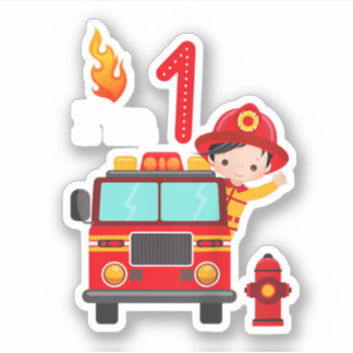 Ich bin der 1. Geburtstag Motor Boy Fire LKW Klein Aufkleber