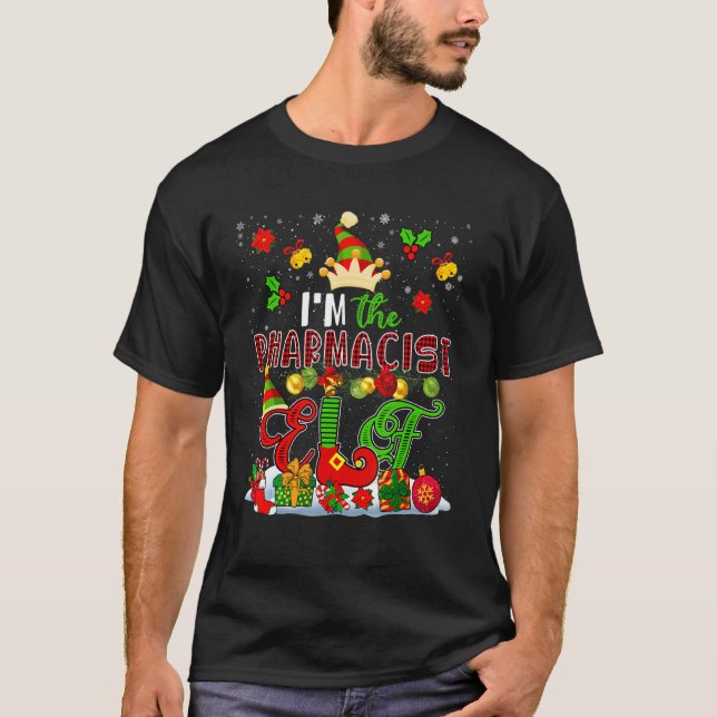 Ich bin der Apotheker Elf Xmas Kariert Elf Costume T-Shirt (Vorderseite)