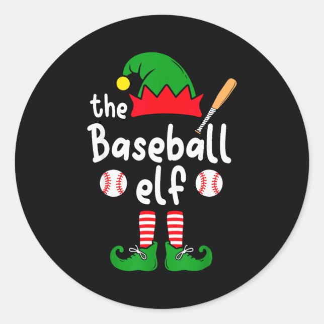 Ich bin der Baseball-Elf Weihnachten Familie Match Runder Aufkleber (Vorderseite)