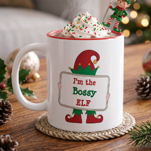 Ich bin der bestimmende Elf   Personalisierter Wei Kaffeetasse