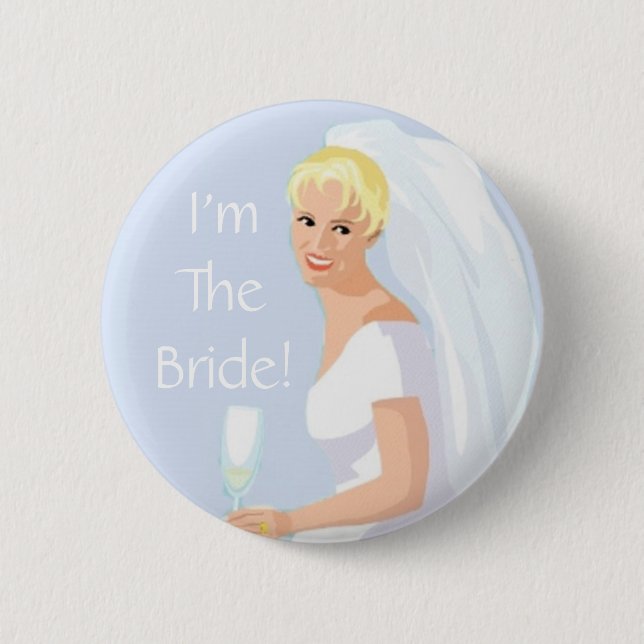 Ich bin der Braut-Hochzeits-Zusatz-Knopf Button (Vorderseite)