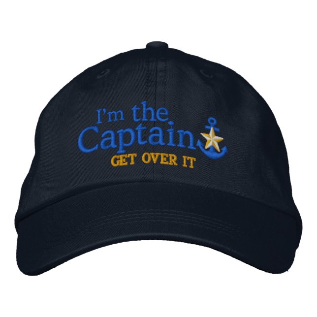 Ich bin der Captain Spaß Nautical Gold Star Anker Bestickte Kappe (Vorderseite)