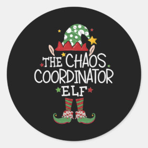 Ich bin der Chaos-Koordinator Elf Fun Christmas Ma Runder Aufkleber