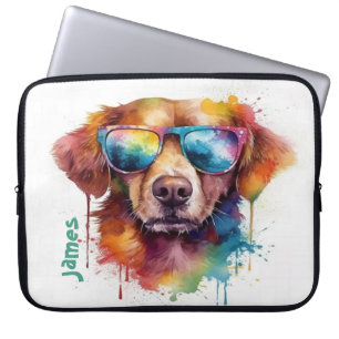 "Ich bin der Coolste" Wasserfarben-Hund Laptop-Hül Laptopschutzhülle