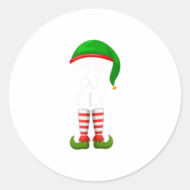 Ich bin der DJ Elf Funny Elf Familienmatch Runder Aufkleber (Vorderseite)