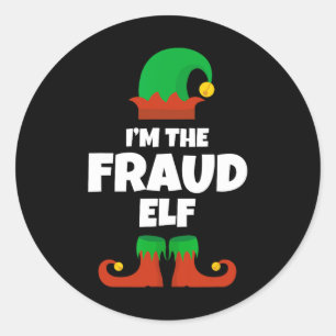 Ich bin der Fraud Elf Familie Pajama Weihnachtslus Runder Aufkleber