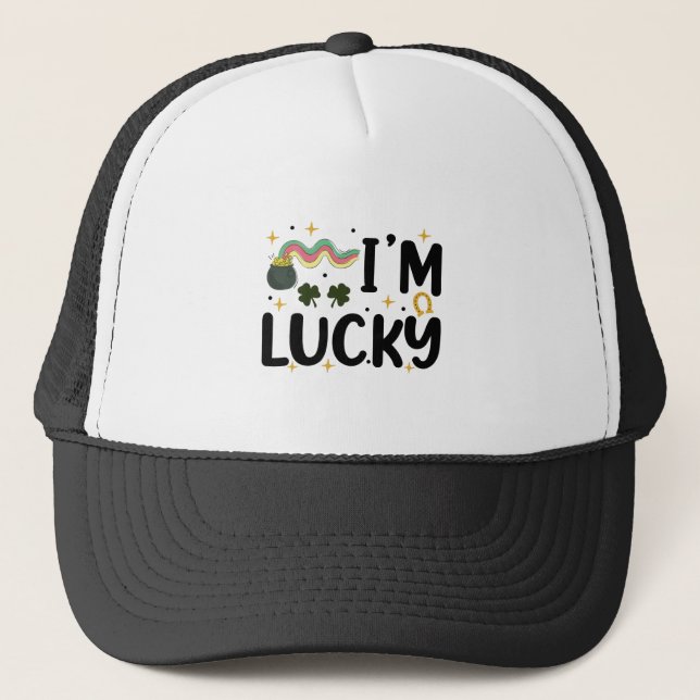 Ich bin der glückliche Funny St Patrick's Day Truckerkappe (Vorderseite)
