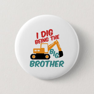 Ich bin der große Bruder Grabfahrer Cartoon Button