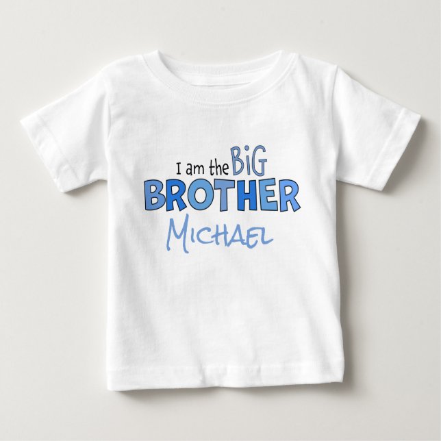 Ich bin der Große Bruder Niedlich Blue Whimsical Baby T-shirt (Vorderseite)