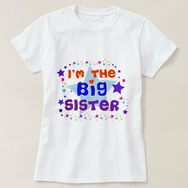 Ich bin der große Schwester-T - Shirt mit Sternen (Design vorne)
