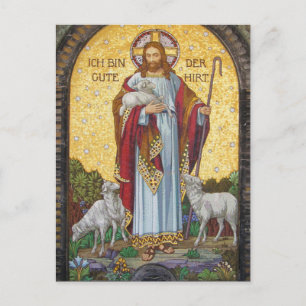 "ICH BIN DER GUTE HIRT" Johannes 10:11 Mosaik-Kuns Postkarte