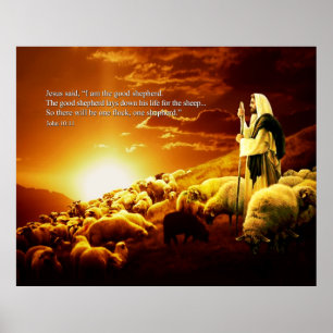 "Ich bin der gute Hirte. John-10:11 Plakat
