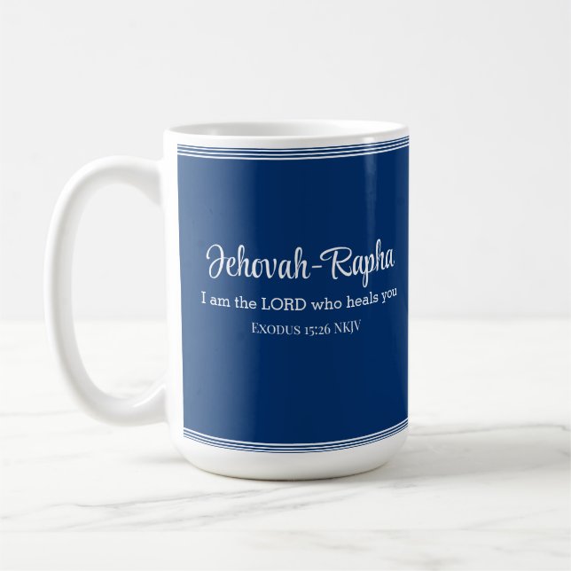 Ich bin der Herr, der dich heilt Bible Verse Blue Kaffeetasse (Links)