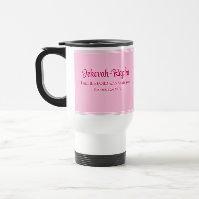 Ich bin der Herr, der dich heilt Verse Light Pink Reisebecher (Links)