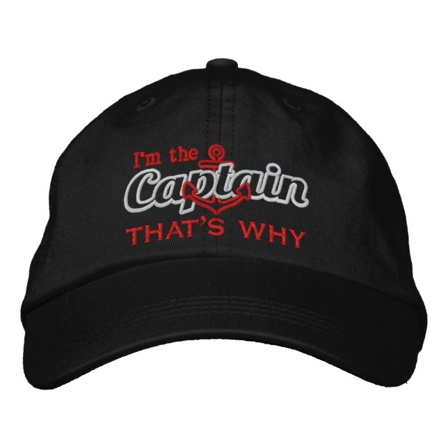 Ich bin der Kapitän, deshalb Humor Bestickte Baseballkappe (Vorderseite)