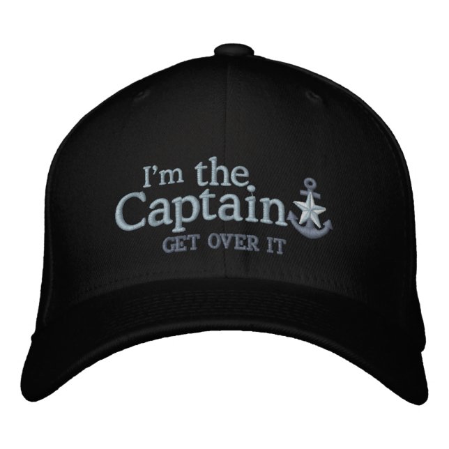Ich bin der Kapitän Spaß Nautical Silver Star Anke Bestickte Baseballkappe (Vorderseite)