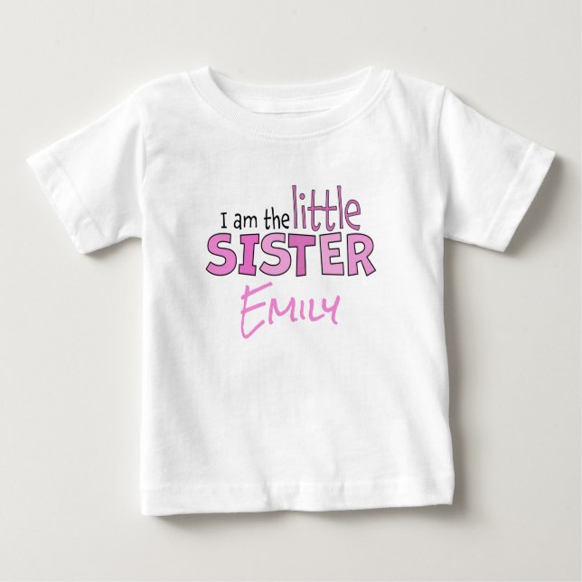 Ich bin der kleine Schwester Whimsical Pink Modern Baby T-shirt (Vorderseite)