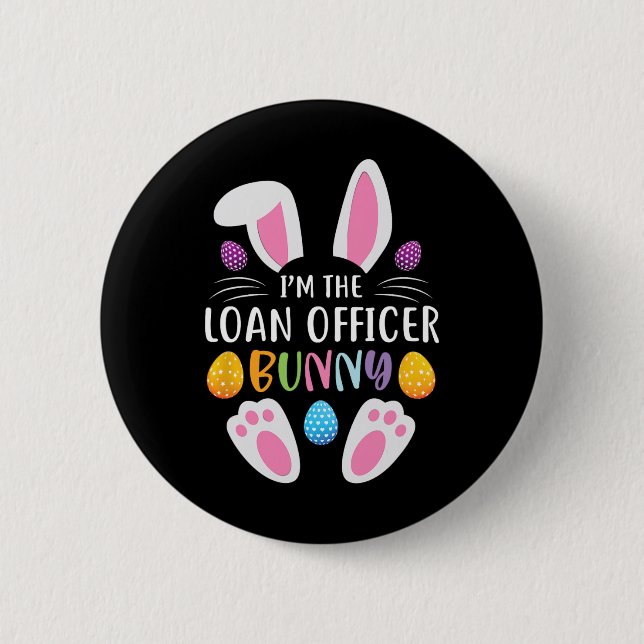 Ich bin der Kreditbearbeiter-Hase, lustiger Osterh Button (Vorderseite)