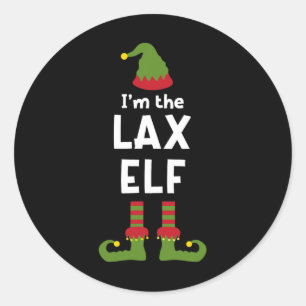 Ich bin der Lax Elf Funny Lacrosse Player Weihnach Runder Aufkleber