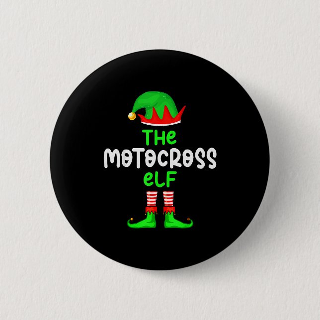 Ich bin der Motocross-Elf Dirt Bike Weihnachten pa Button (Vorderseite)