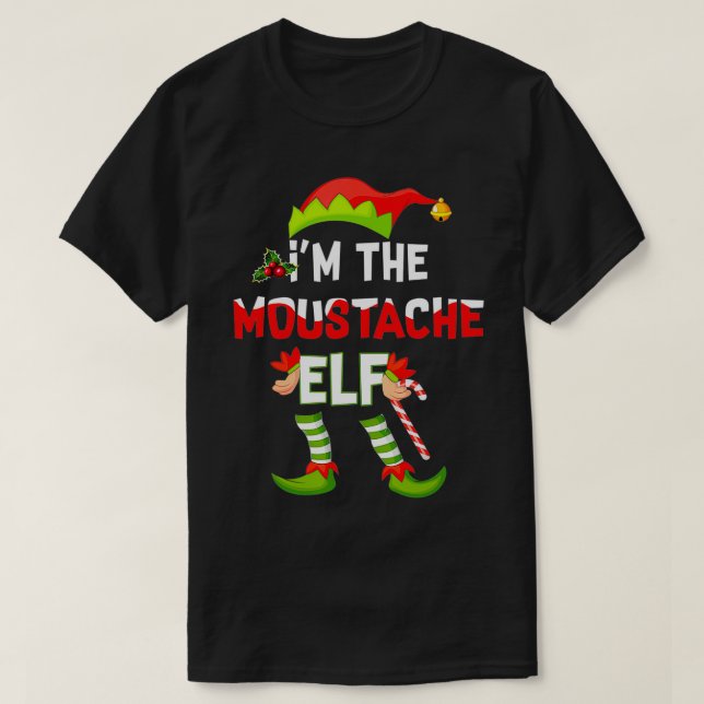 Ich bin der Mustache Elf Weihnachten Matching Paja T-Shirt (Design vorne)