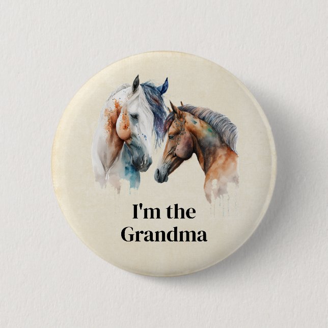 Ich bin der Oma Beautiful Horses Western Boho Button (Vorderseite)