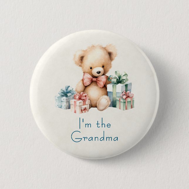 Ich bin der Oma Niedlich Teddy Bär Button (Vorderseite)