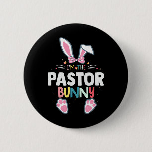 Ich bin der Pastor Bunny Ostertag Hase Familie Mat Button