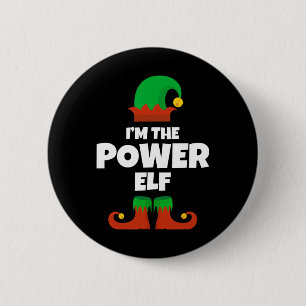 Ich bin der Power Elf Familie Pajama Weihnachtslus Button