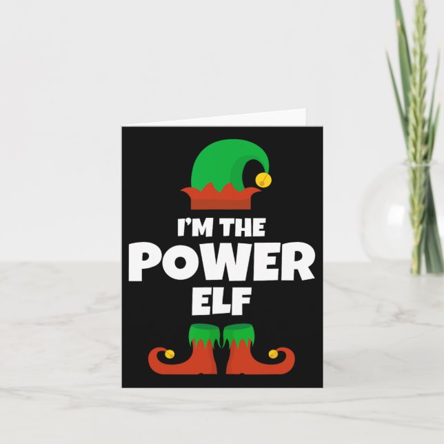 Ich bin der Power Elf Familie Pajama Weihnachtslus Karte (Vorderseite)