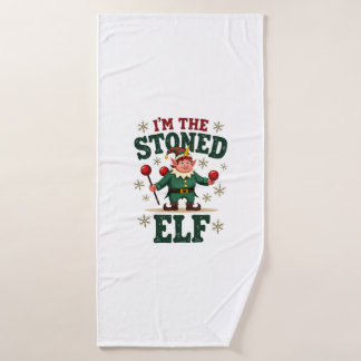 Ich bin der stoned Elf Vintage Weihnachten Dabbing Badehandtuch