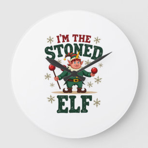 Ich bin der stoned Elf Vintage Weihnachten Dabbing Große Wanduhr