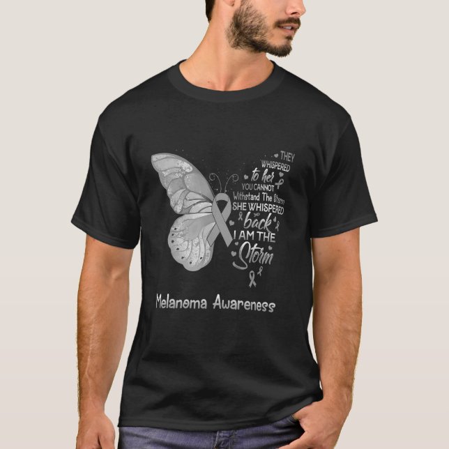 Ich bin der Storm Melanoma Awareness Butterfly T-Shirt (Vorderseite)