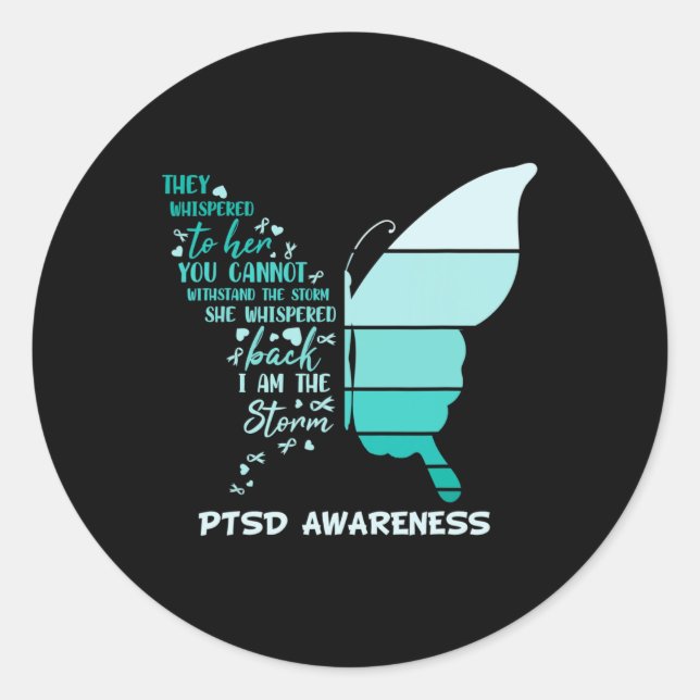 Ich bin der Storm Ptsd Stress Awareness Ribbon But Runder Aufkleber (Vorderseite)
