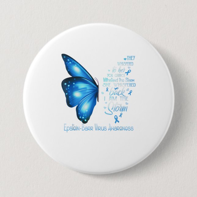Ich bin der Sturm EpsteinBarr Virus Butterfly Button (Vorderseite)