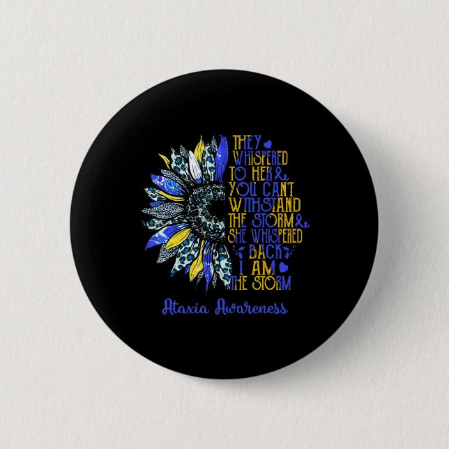 Ich bin der Sturm Sonnenblumen Leopard Ataxia Krie Button (Vorderseite)