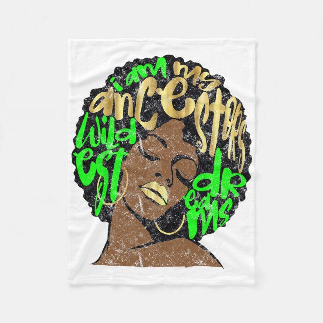 Ich bin der Traum meiner Vorfahren Afro Schwarze K Fleecedecke (Vorderseite)