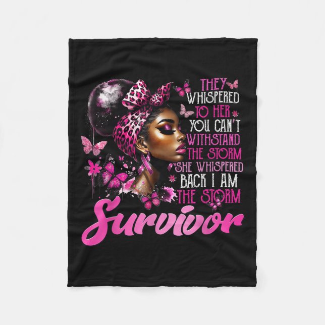 Ich bin der Überlebende schwarzer Frauen Brustkreb Fleecedecke (Vorderseite)