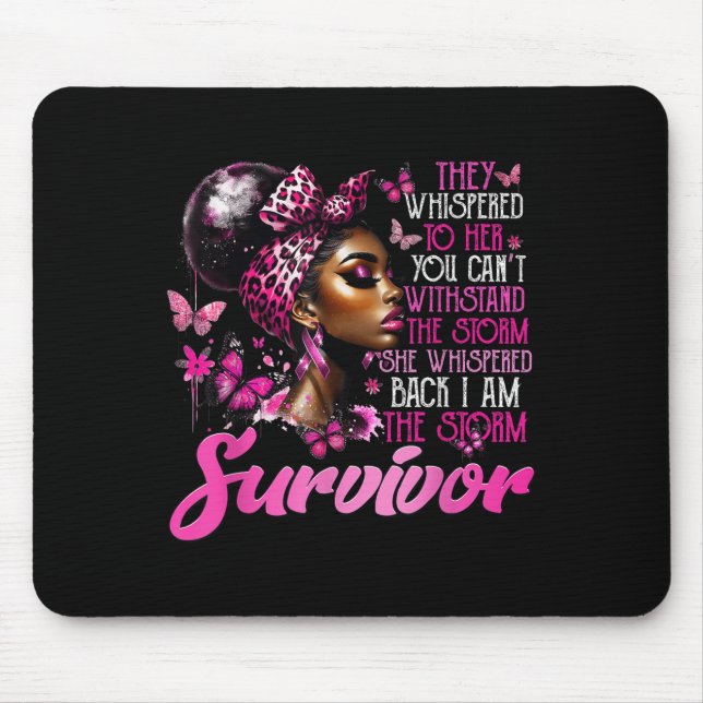 Ich bin der Überlebende schwarzer Frauen Brustkreb Mousepad (Vorne)