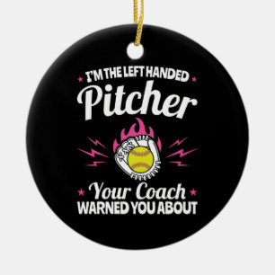 Ich bin der Verlassen Handed Pitcher Funny Softbal Keramik Ornament