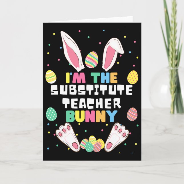 Ich bin der Vertretungslehrer Bunny Lustiger Hase  Karte (Vorderseite)