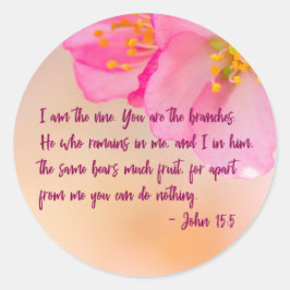Ich bin der Wein Christlich florale Inspiration Runder Aufkleber