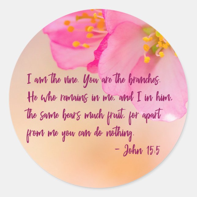 Ich bin der Wein Christlich florale Inspiration Runder Aufkleber (Vorderseite)