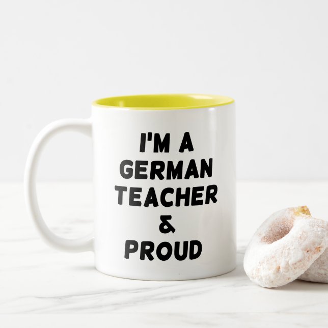 ICH BIN DEUTSCHER LEHRER UND STOLZ ZWEIFARBIGE TASSE (Mit Donut)