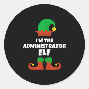 Ich bin die Administrator Elf Familie Pajama Weihn Runder Aufkleber