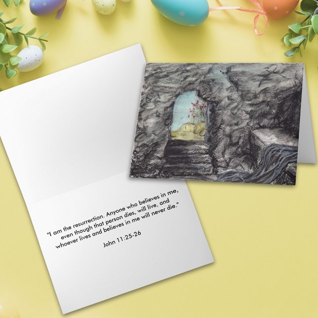 Ich bin die Auferstehung Karte (Religious Happy easter Jesus empty grave Christian bible quote folded holiday greetings card)